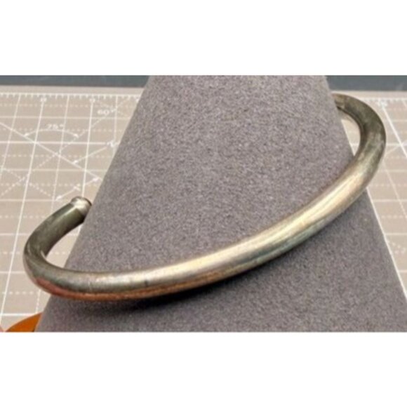 Vintage Sterling Silver Cabochon Garnet Cuff Open Ended Cuff Bracelet - Picture 2 of 7